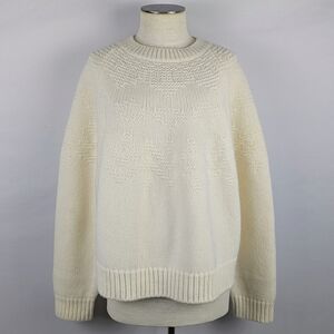 Vince Sweater Fair Isle Textured 100% Wool Raglan Sleeves Off White L NWT
